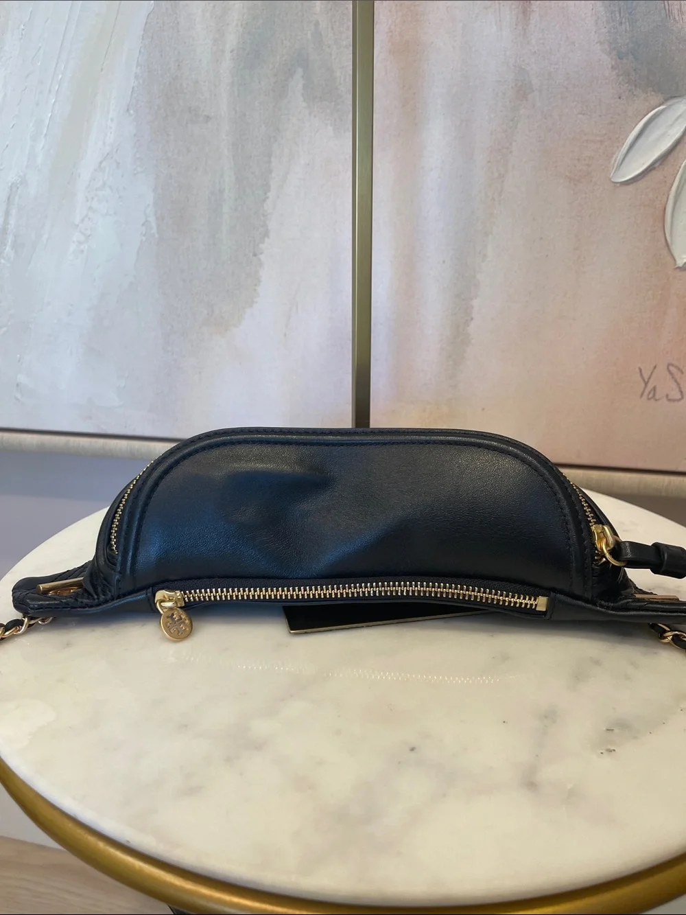 NWOT Tory Burch Black Quilted Leather Mini Belt Bag with Tassel